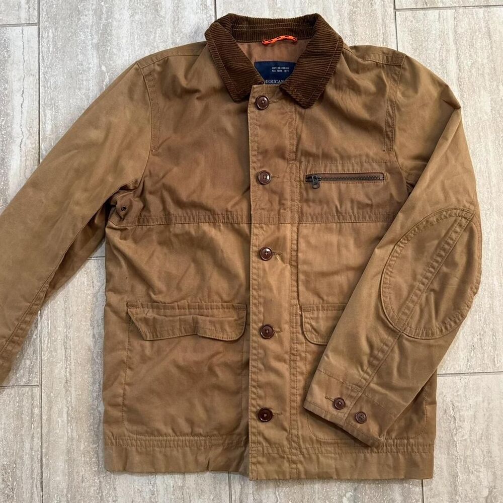 Vtg American Eagle Duck Canvas Barn Jacket Corduroy Collar Workwear Chore Coat M
